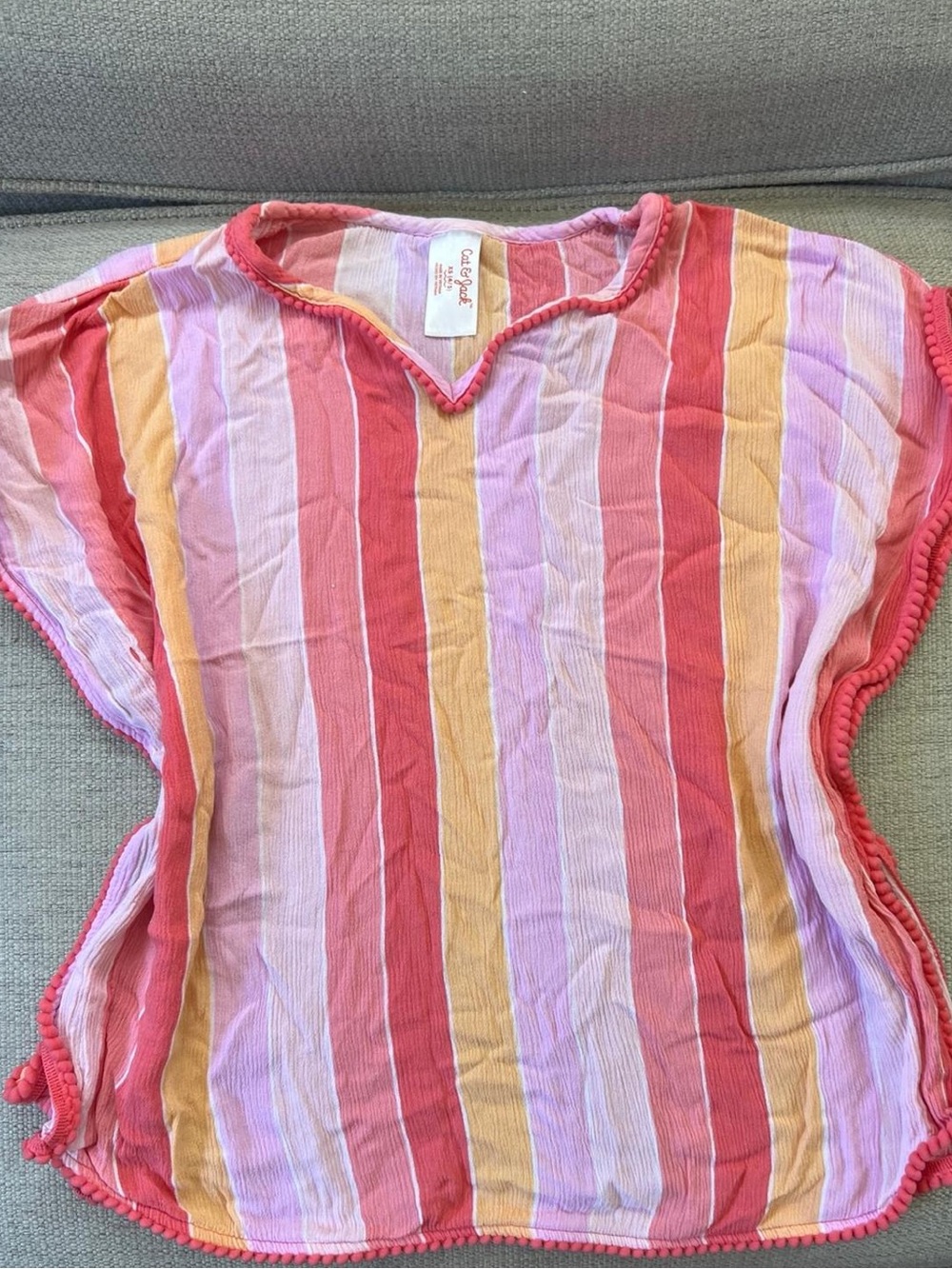Cat & Jack Swim Cover Up Girls' Pink & Yellow Stripe